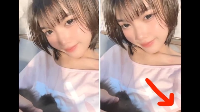 【動画】 10代美少女「この子がうちの猫です♪」⇒ 乳首出てる事に気づいてない